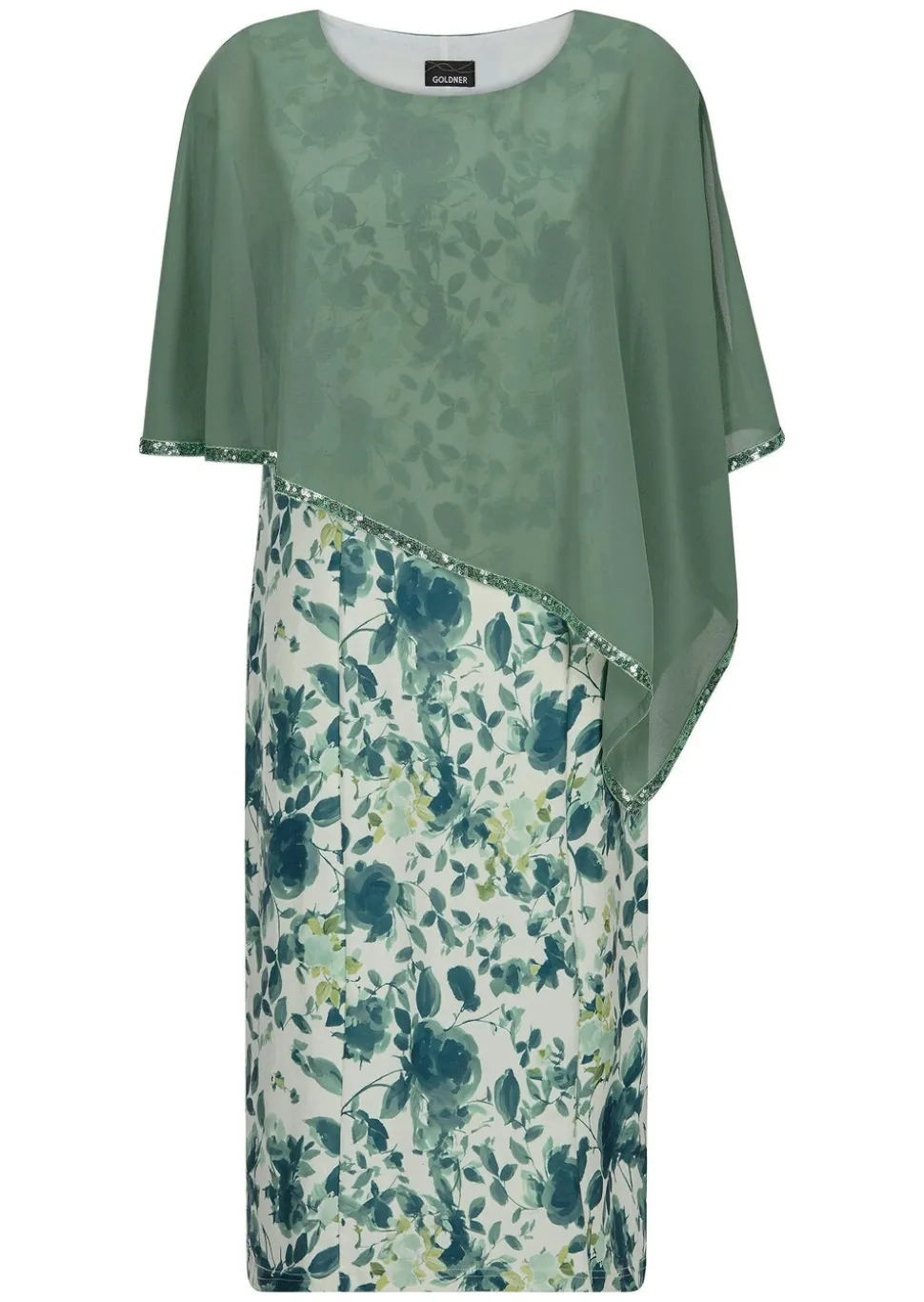 Robe à motif floral avec drapé en voile