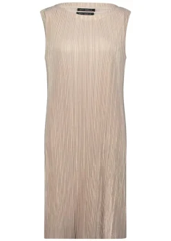 Robe plissée, coloris or brillant, sans manches