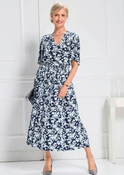 Robe plissée élégante, style cache-cœur