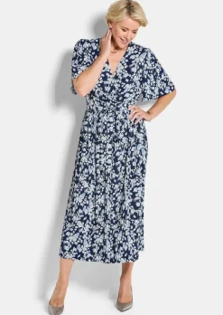 Robe plissée élégante, style cache-cœur