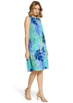 Robe plissée évasée, sans manches