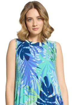 Robe plissée évasée, sans manches
