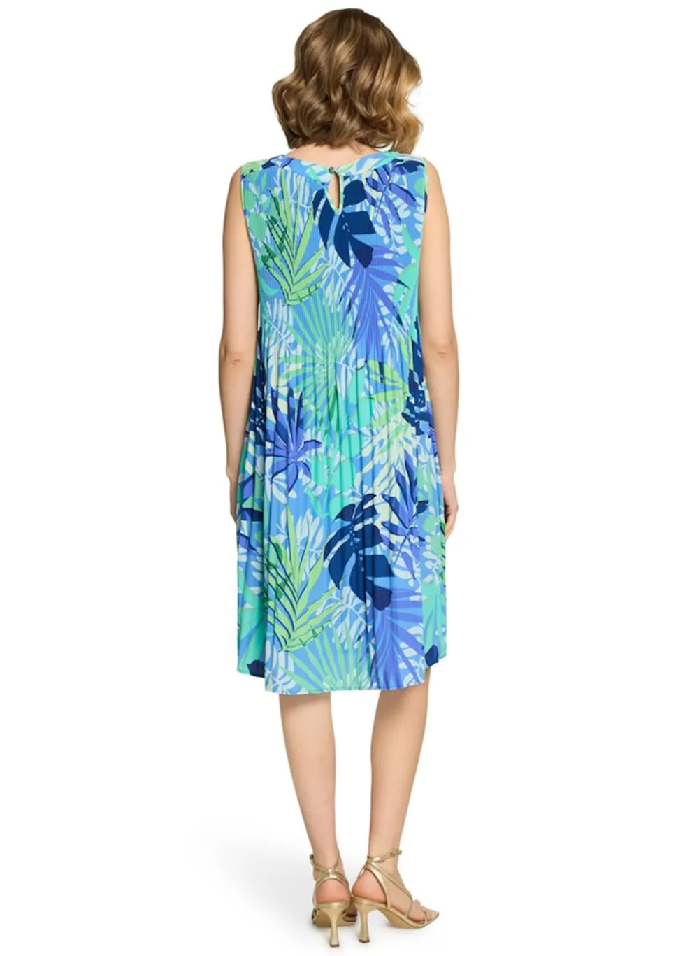 Robe plissée évasée, sans manches