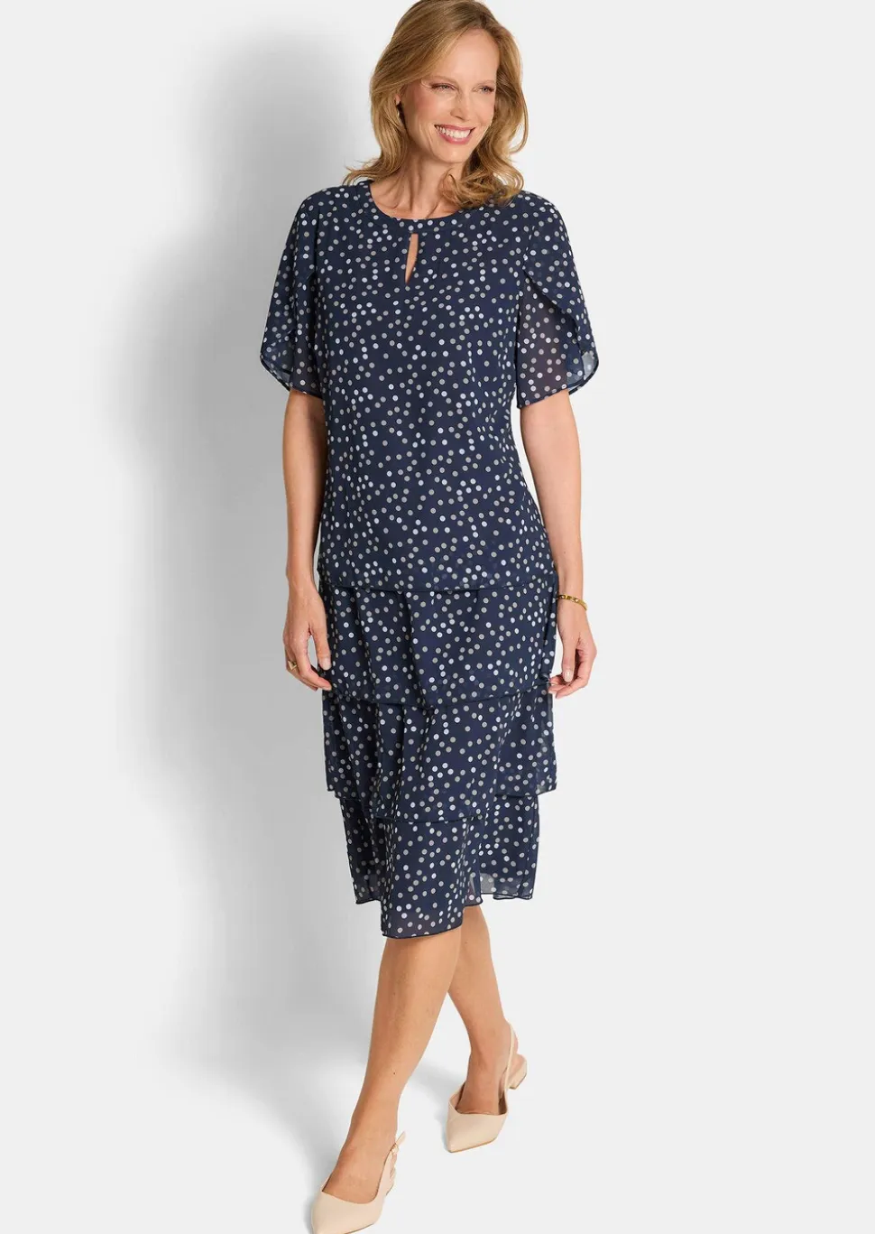 Robe à pois travaillée sur pans