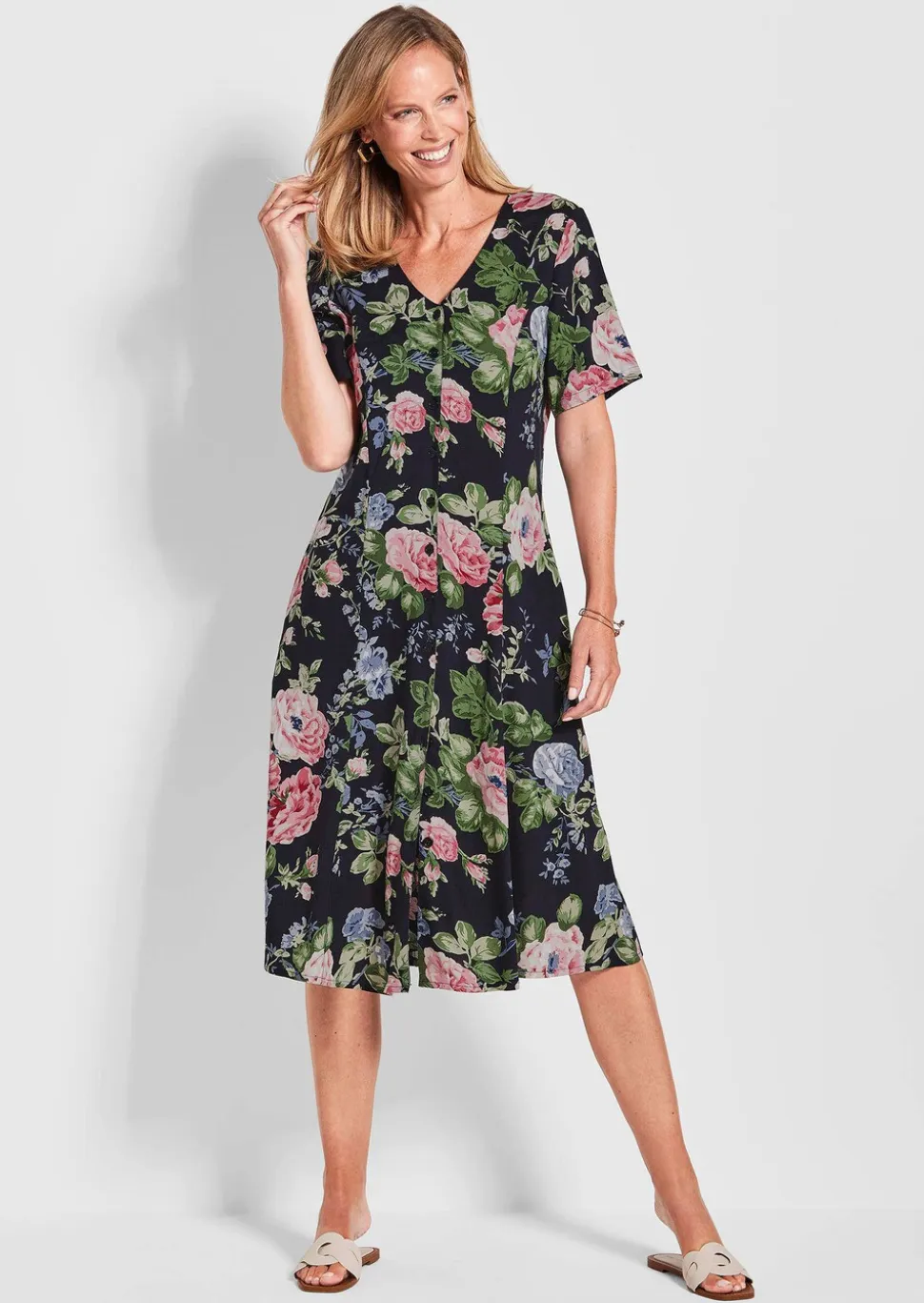 Robe romantique avec imprimé floral intégral