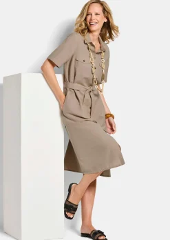 Robe safari en coton et lin
