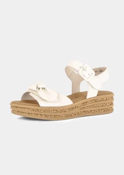 Sandales compensées en cuir véritable