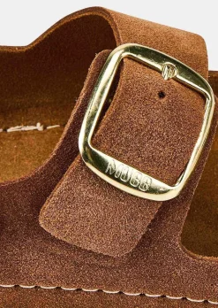 Sandales en cuir avec boucles, coloris or