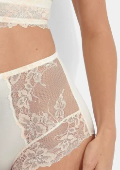 Slip aille haute avec empiècement en dentelle