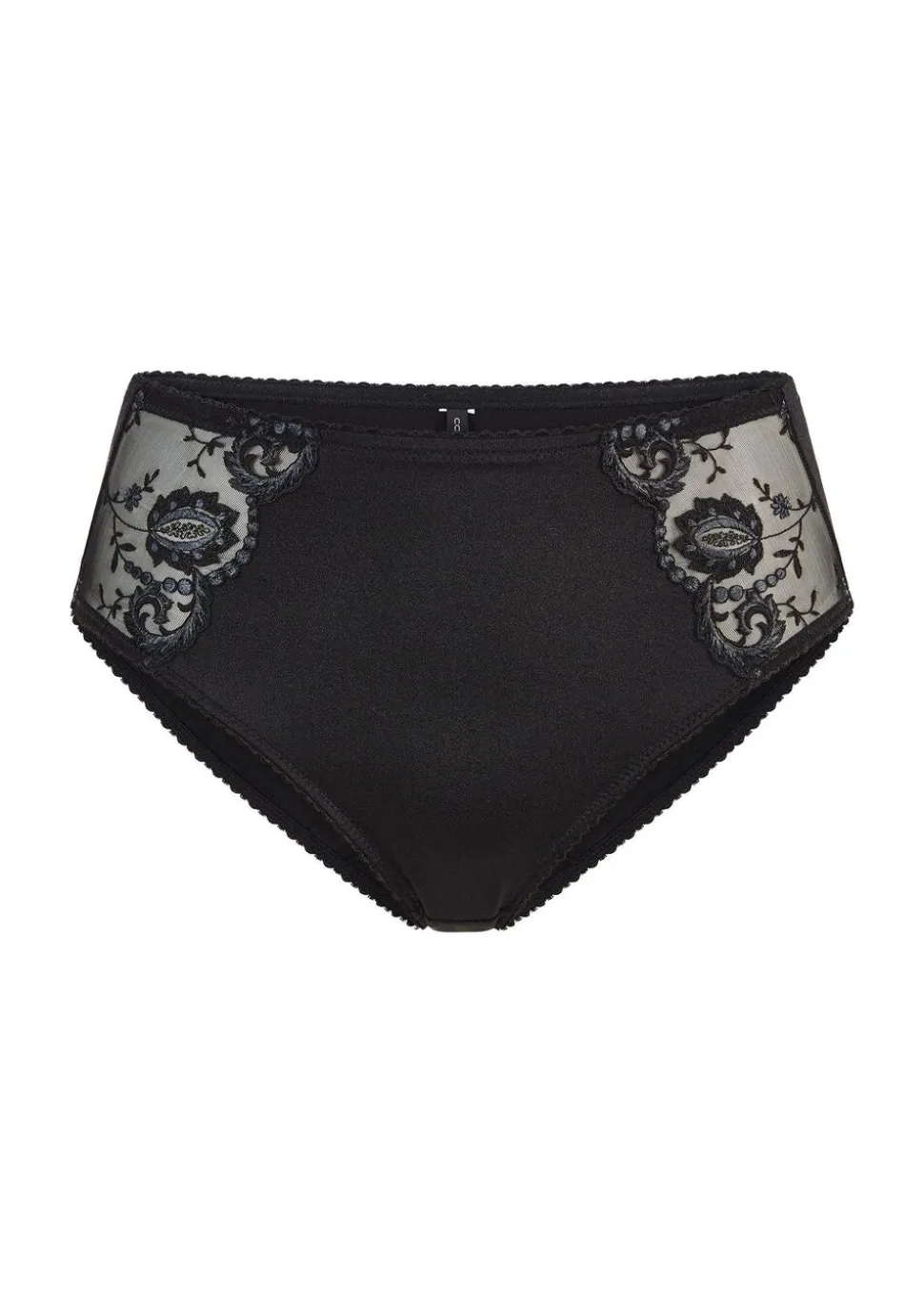 Slip aille haute avec empiècement en dentelle