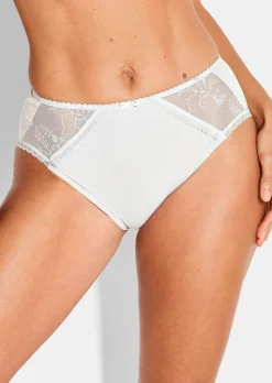 Slip aille haute avec empiècement en dentelle
