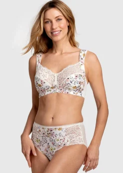 Slip avec imprimé fleuri et dentelle