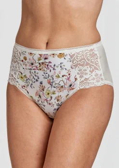 Slip avec imprimé fleuri et dentelle