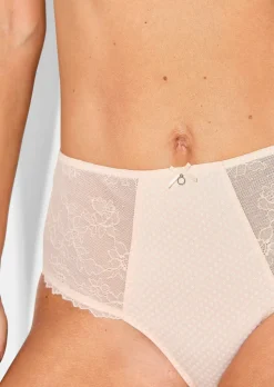 Slip taille haute en charmeuse et dentelle