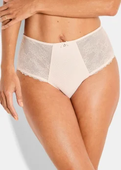 Slip taille haute en charmeuse et dentelle