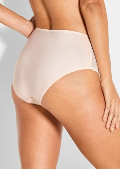 Slip taille haute en charmeuse et dentelle