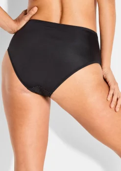 Slip taille haute en charmeuse et dentelle