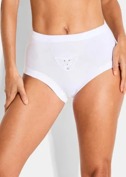 Slip taille haute en lot de 3, avec dentelle