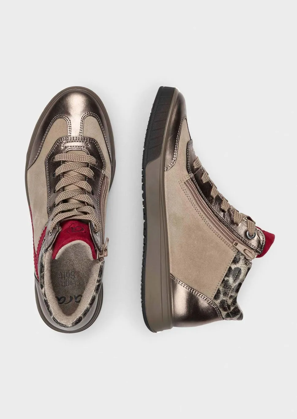 Sneakers avec détails métallisés et imprimé léopard