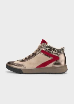 Sneakers avec détails métallisés et imprimé léopard