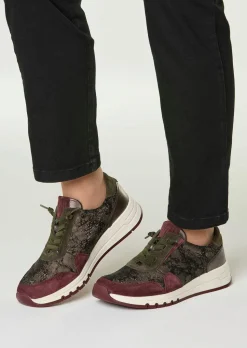 Sneakers en cuir, avec imprimé pelliculé