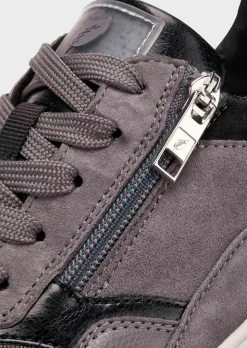 Sneakers en cuir lisse et cuir suédé