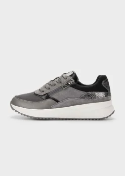 Sneakers en cuir lisse et cuir suédé