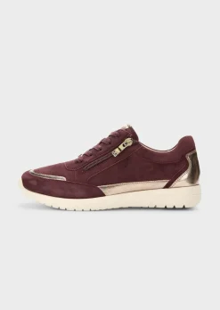 Sneakers en cuir suédé, avec détails métallisés
