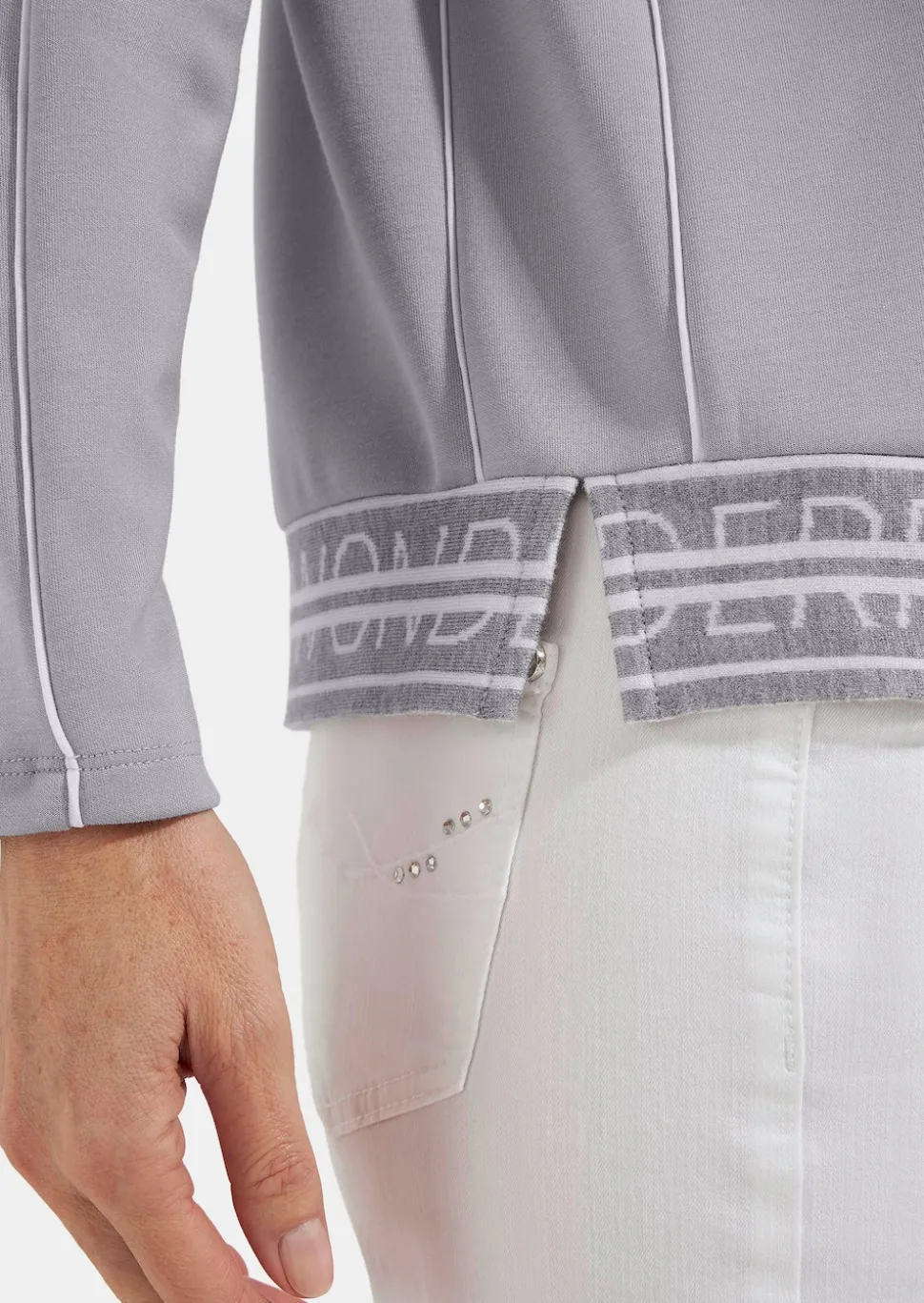 Sweat-shirt avec lien de serrage et passepoils