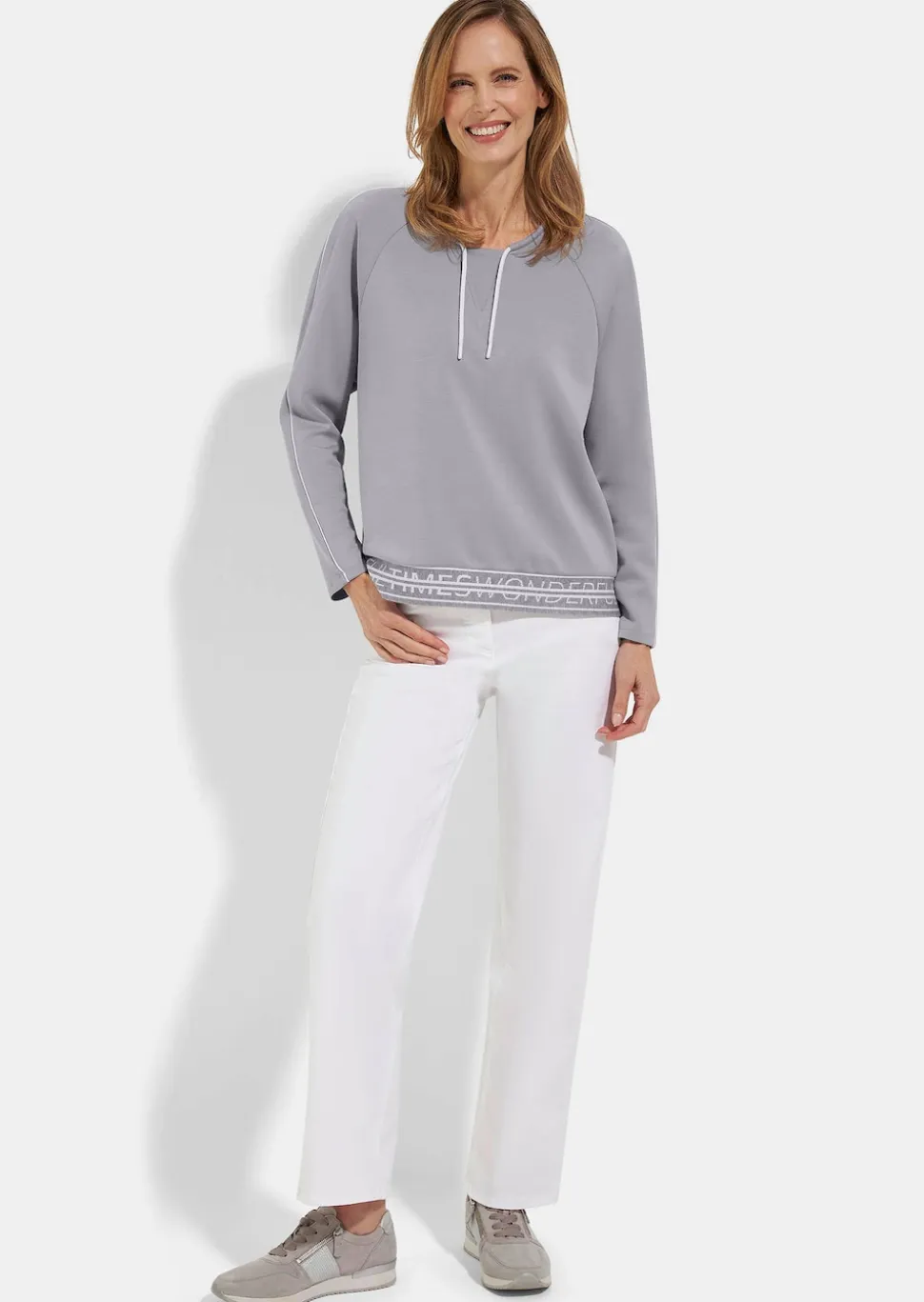 Sweat-shirt avec lien de serrage et passepoils