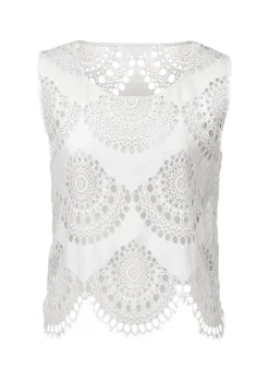 Top en dentelle avec broderie ajourée