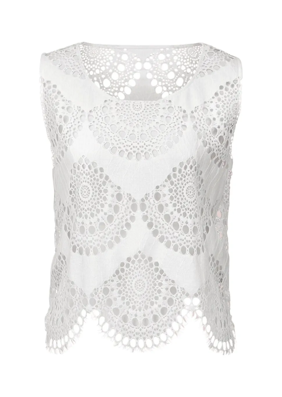 Top en dentelle avec broderie ajourée