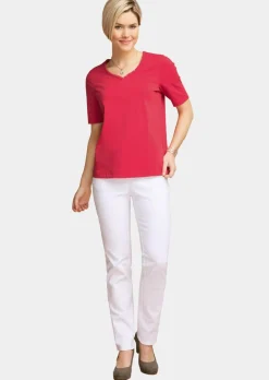 T-shirt avec charmante encolure et pierres décoratives