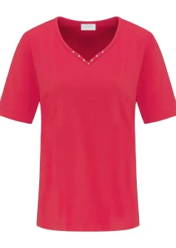 T-shirt avec charmante encolure et pierres décoratives