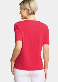 T-shirt avec charmante encolure et pierres décoratives