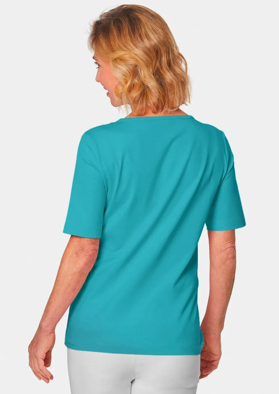 T-shirt avec charmante encolure et pierres décoratives