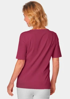 T-shirt avec charmante encolure et pierres décoratives