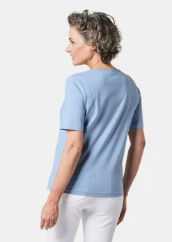 T-shirt avec charmante encolure et pierres décoratives