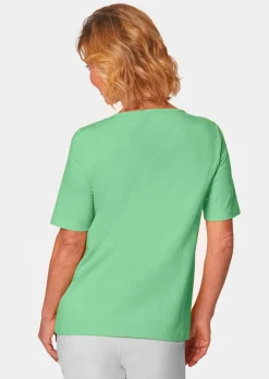 T-shirt avec charmante encolure et pierres décoratives