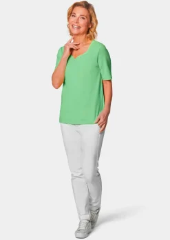 T-shirt avec charmante encolure et pierres décoratives