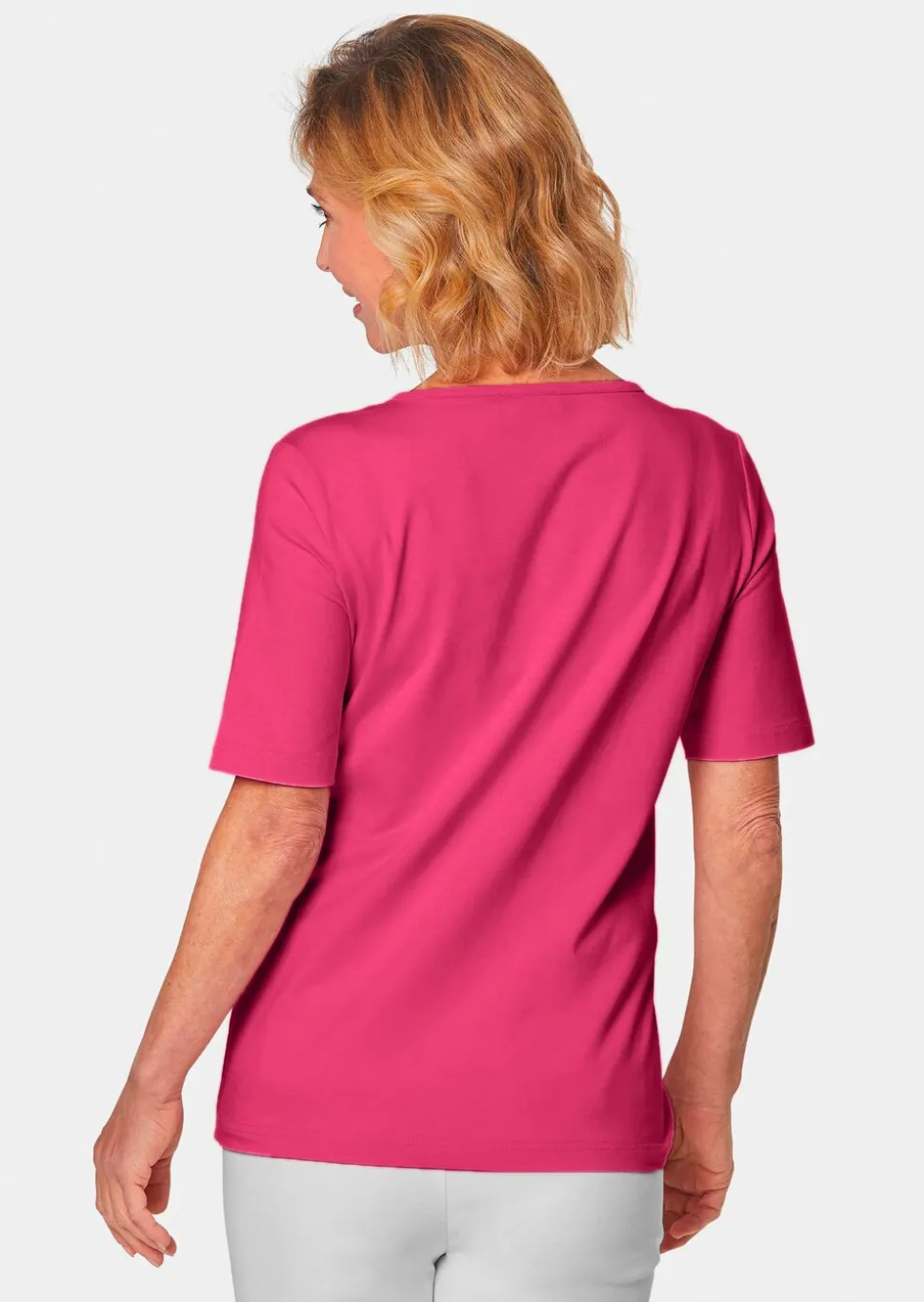 T-shirt avec charmante encolure et pierres décoratives