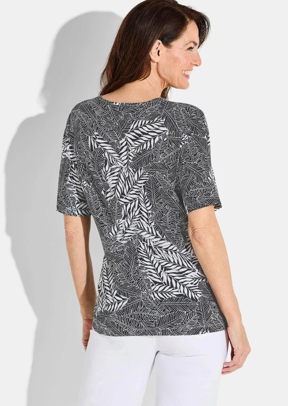 T-shirt avec imprimé de feuilles