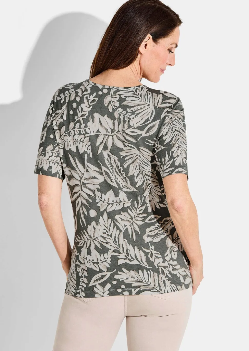 T-shirt avec motif de feuilles