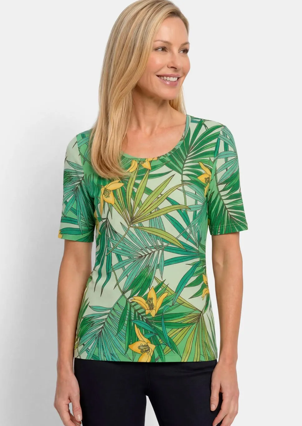 T-shirt bien-être avec motif tropical
