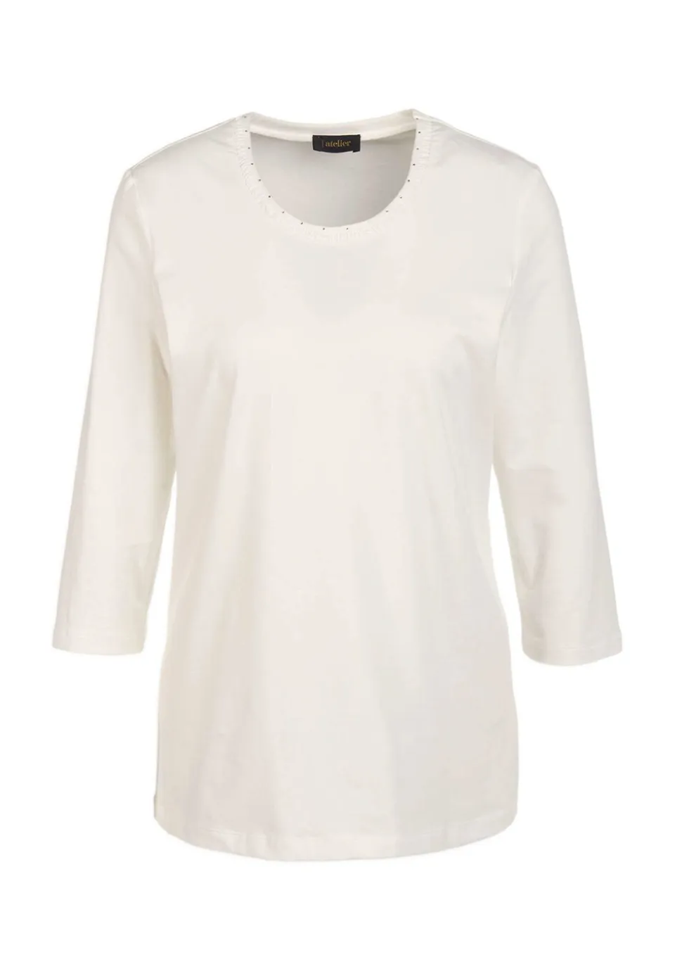T-shirt brillant à encolure arrondie en coton Pima