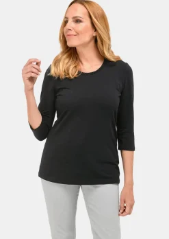 T-shirt brillant à encolure arrondie en coton Pima