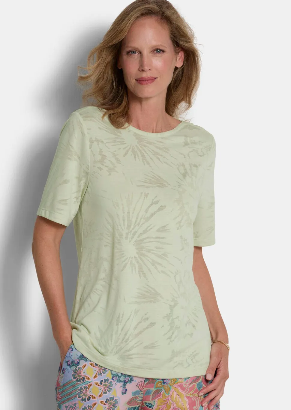 T-shirt dévoré avec encolure bateau