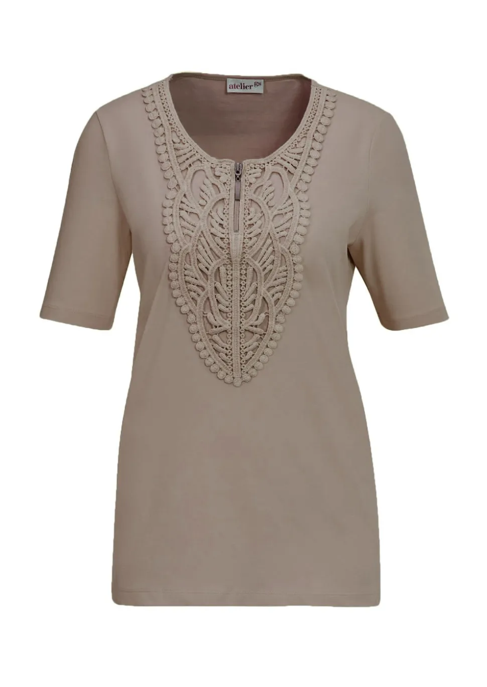 T-shirt à encolure arrondie en crochet