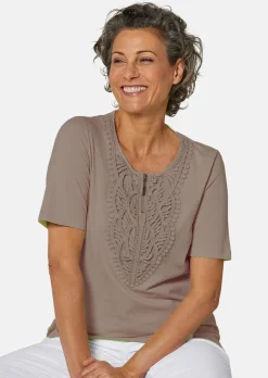 T-shirt à encolure arrondie en crochet