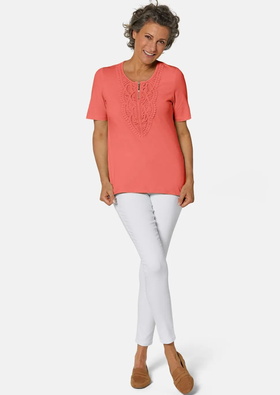 T-shirt à encolure arrondie en crochet